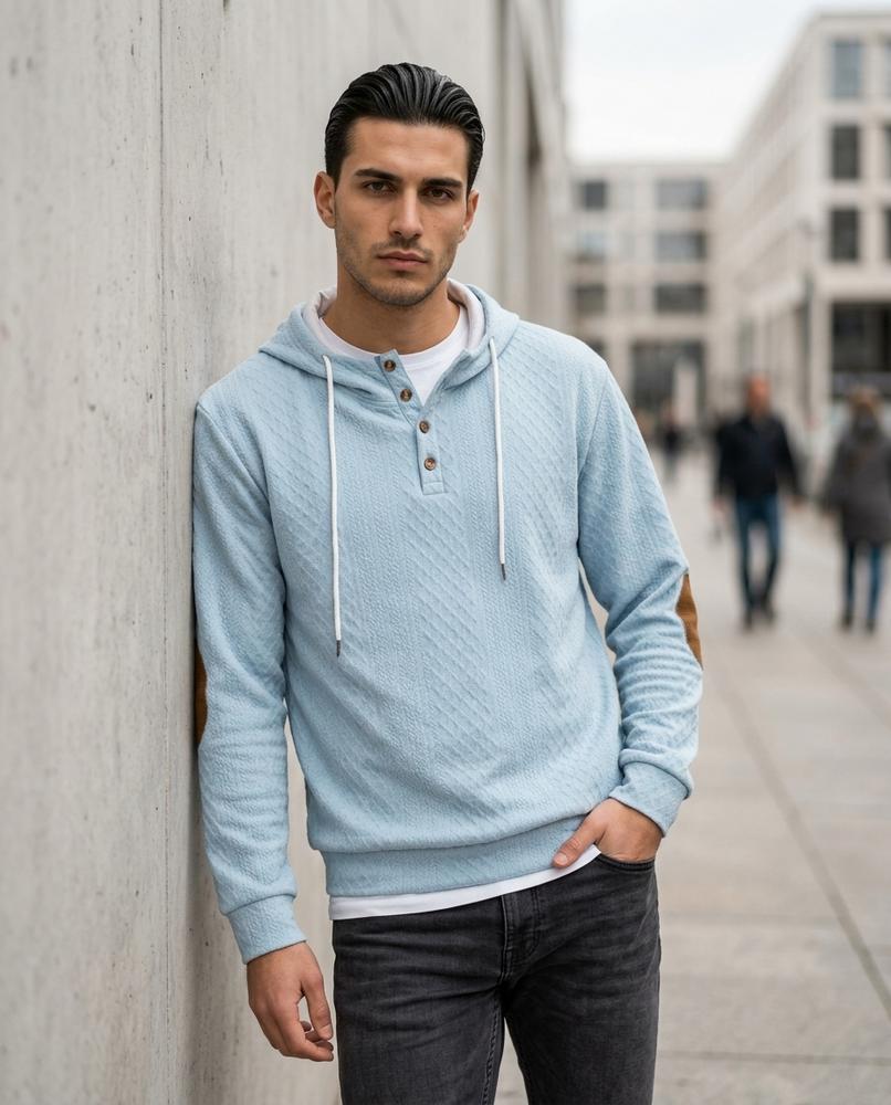 Zumieze - Lysan | Quilted Button-Placket Hoodie Men