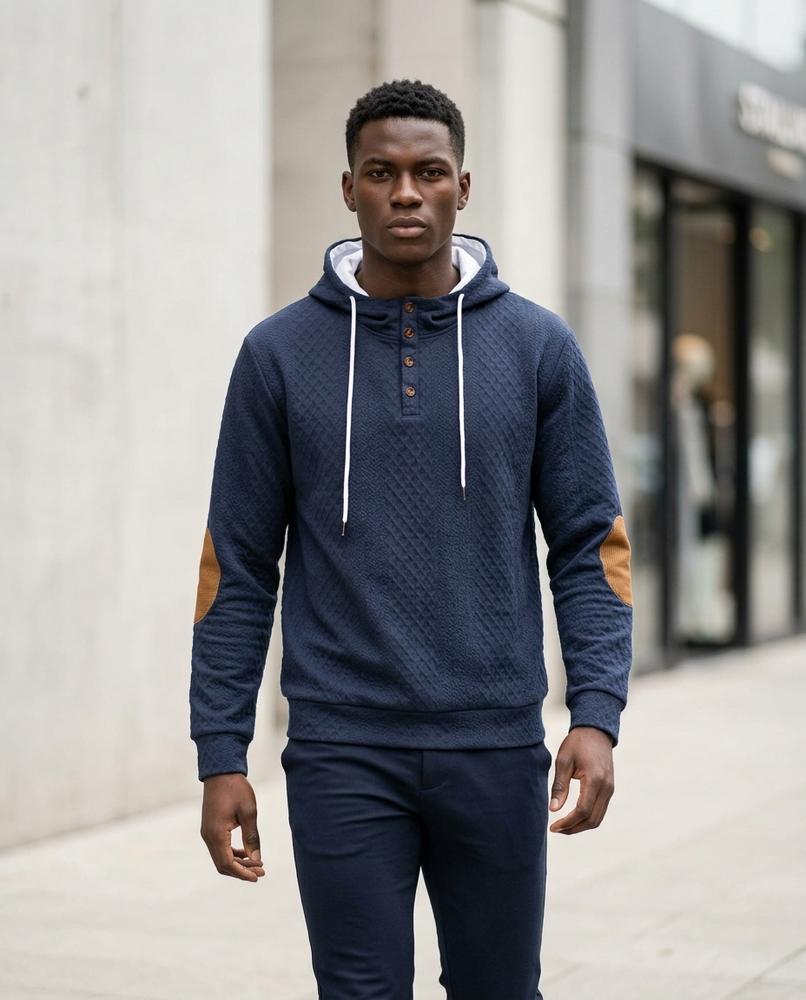 Zumieze - Lysan | Quilted Button-Placket Hoodie Men