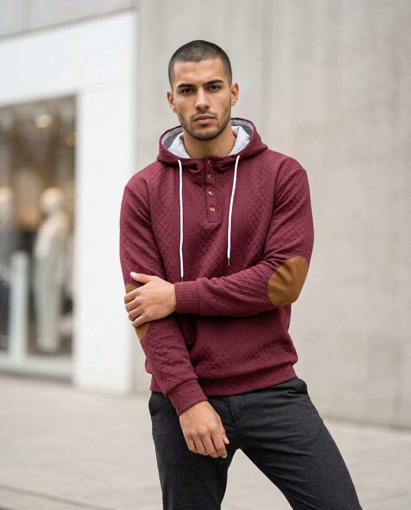 Zumieze - Lysan | Quilted Button-Placket Hoodie Men