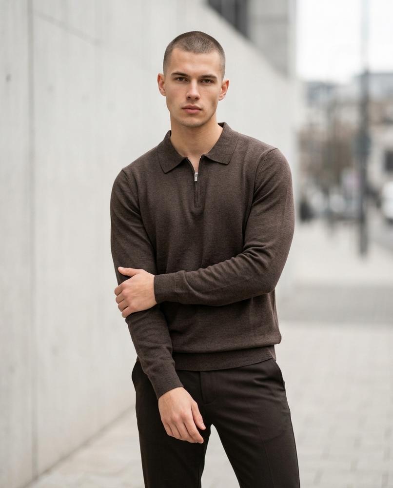 Zumieze - Leken | Knitted Zip-Neck Sweater Men