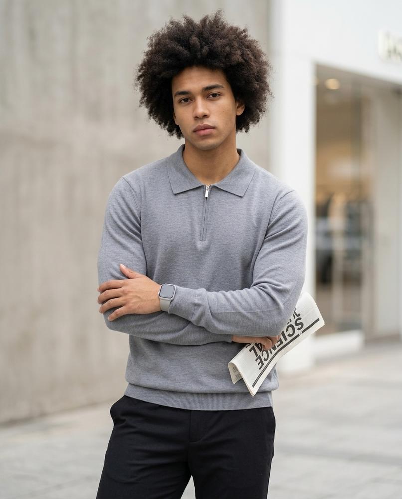 Zumieze - Leken | Knitted Zip-Neck Sweater Men