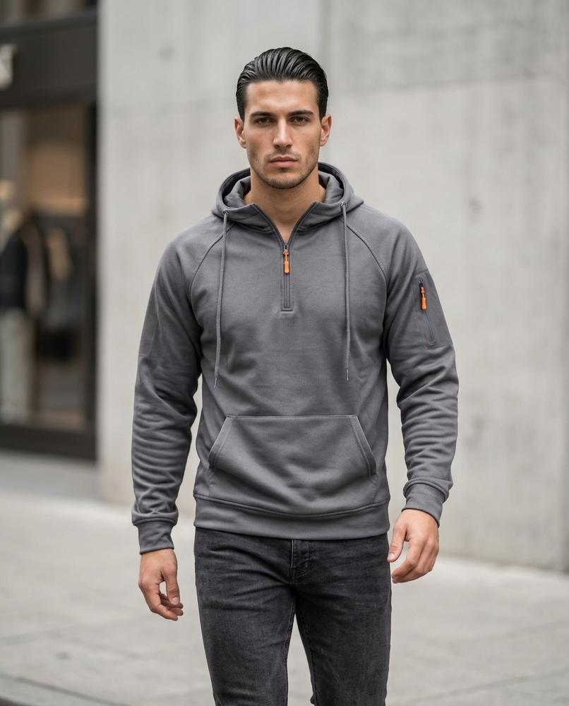 Zumieze - Nenor | Quarter-Zip Raglan-Sleeve Hoodie Men