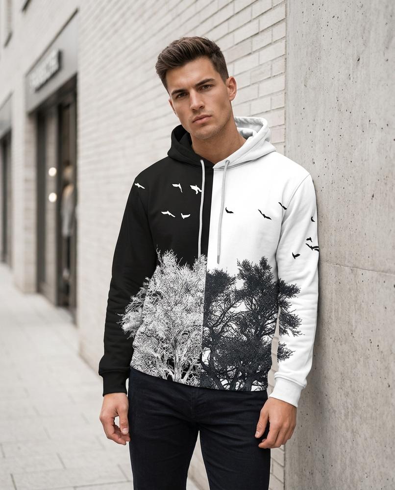 Zumieze - River | Split-Color Printed Hoodie Men