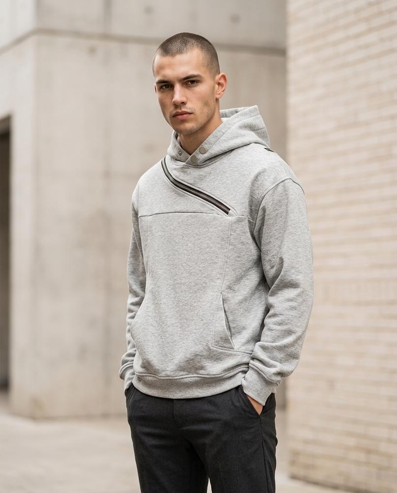 Statement Street - Zanav | Asymmetrischer Geknöpfter Hoodie Unisex