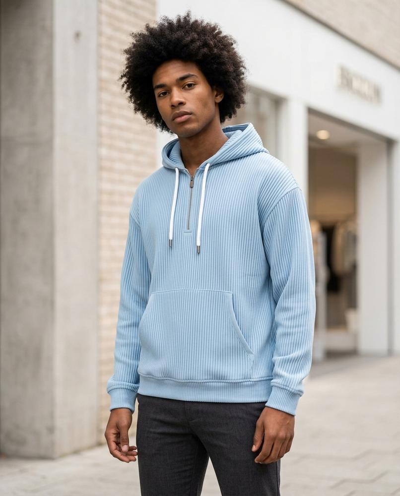 Zumieze - Kamel | Ribbed Quarter-Zip Hoodie Men