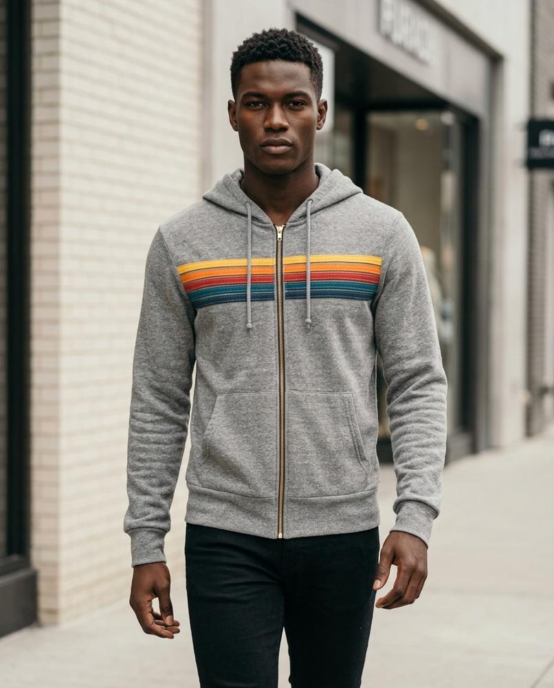 Zumieze - Vasen | Zip-Up Striped Hoodie Men