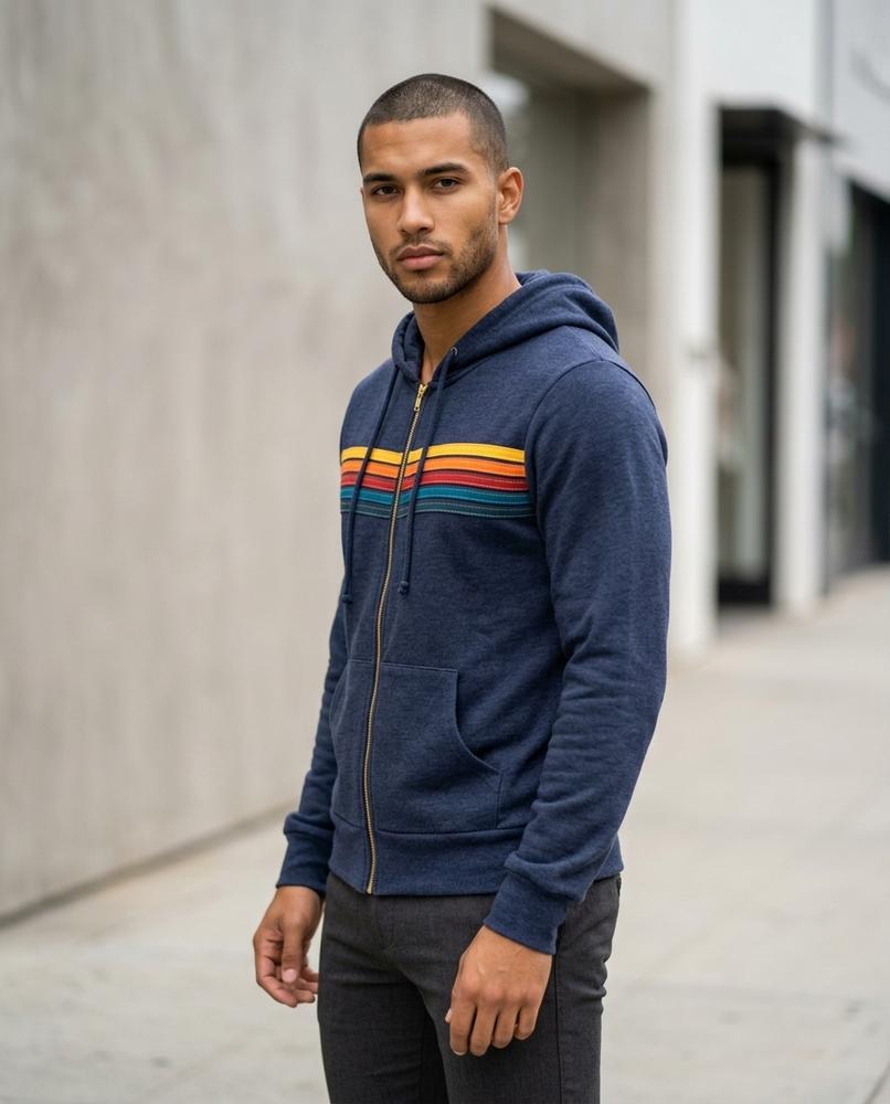 Zumieze - Vasen | Zip-Up Striped Hoodie Men