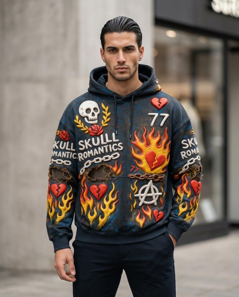 Zumieze - Taven | Appliquéd Distressed Hoodie Men
