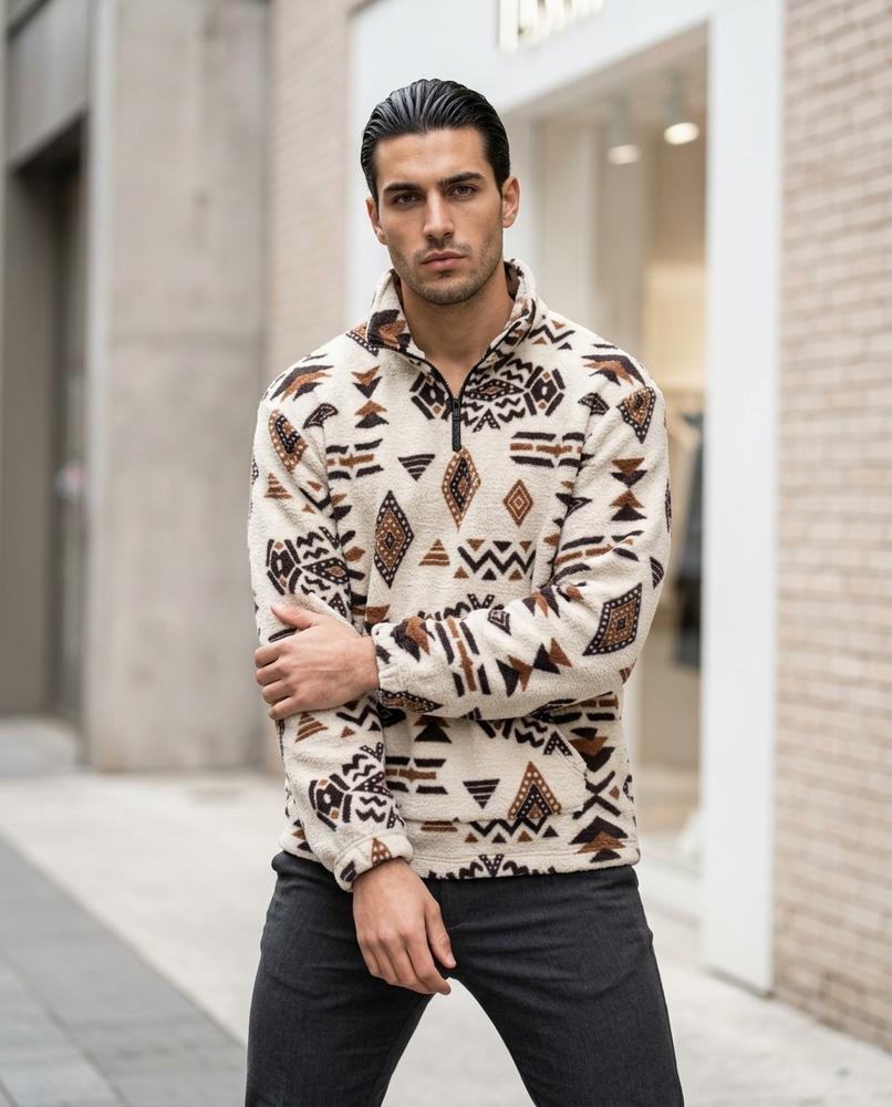 Zumieze - Vetal | Quarter-Zip Patterned Sweater Men
