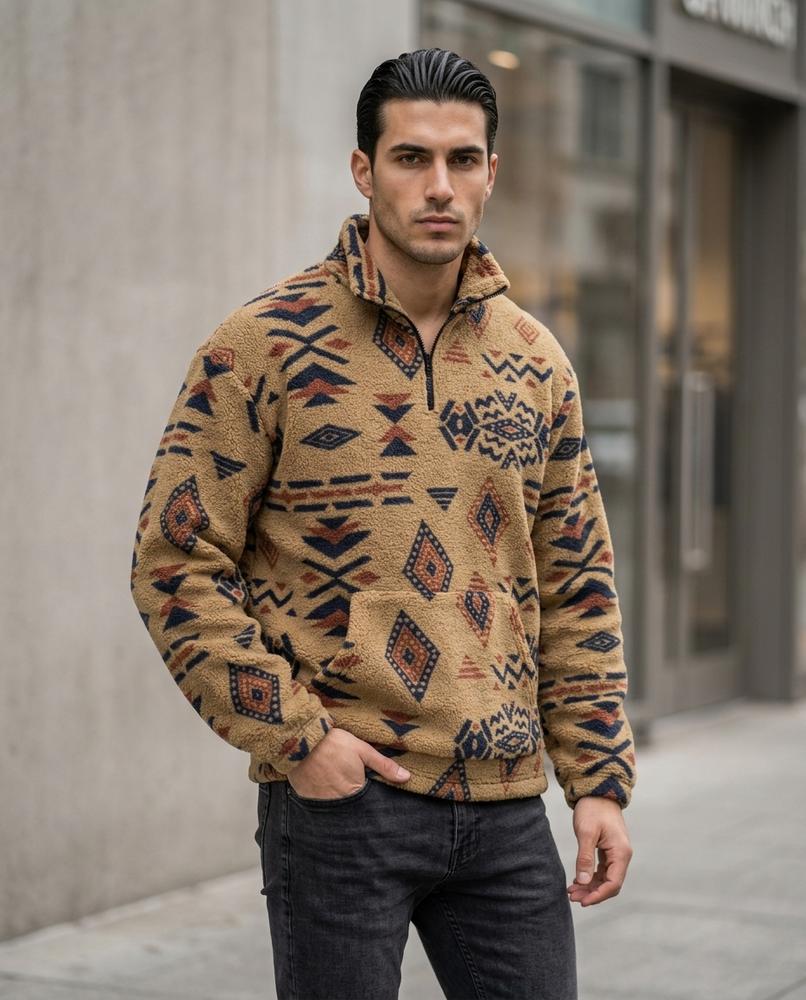 Zumieze - Vetal | Quarter-Zip Patterned Sweater Men
