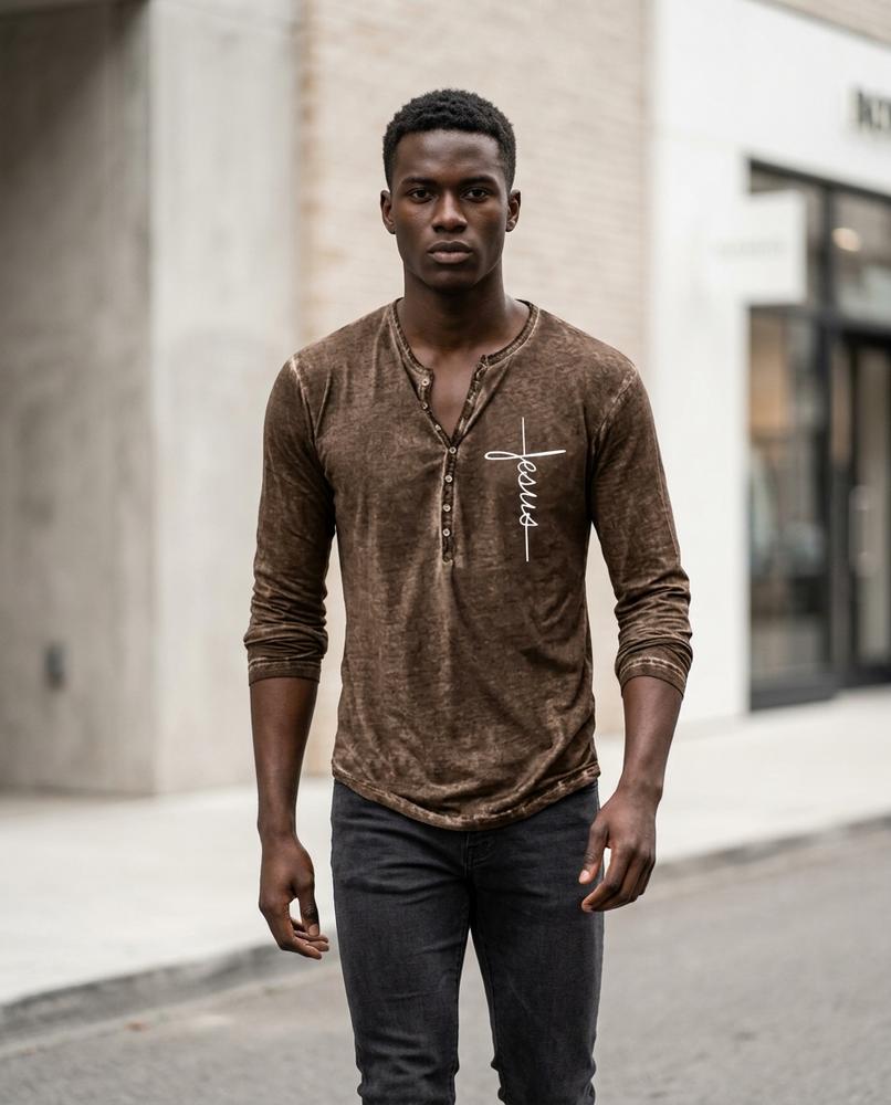 Zumieze - Zamor | Washed Henley T-Shirt Men