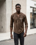 Zumieze - Zamor | Washed Henley T-Shirt Men