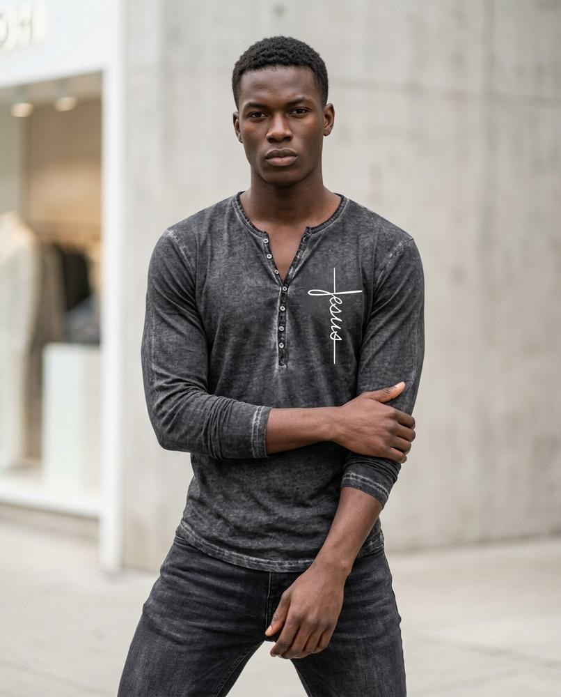 Zumieze - Zamor | Washed Henley T-Shirt Men