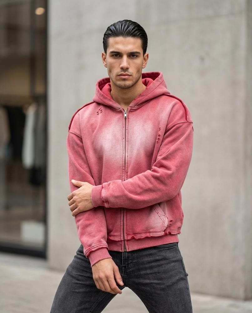 Zumieze - Tasel | Zip-Up Washed Hoodie Men