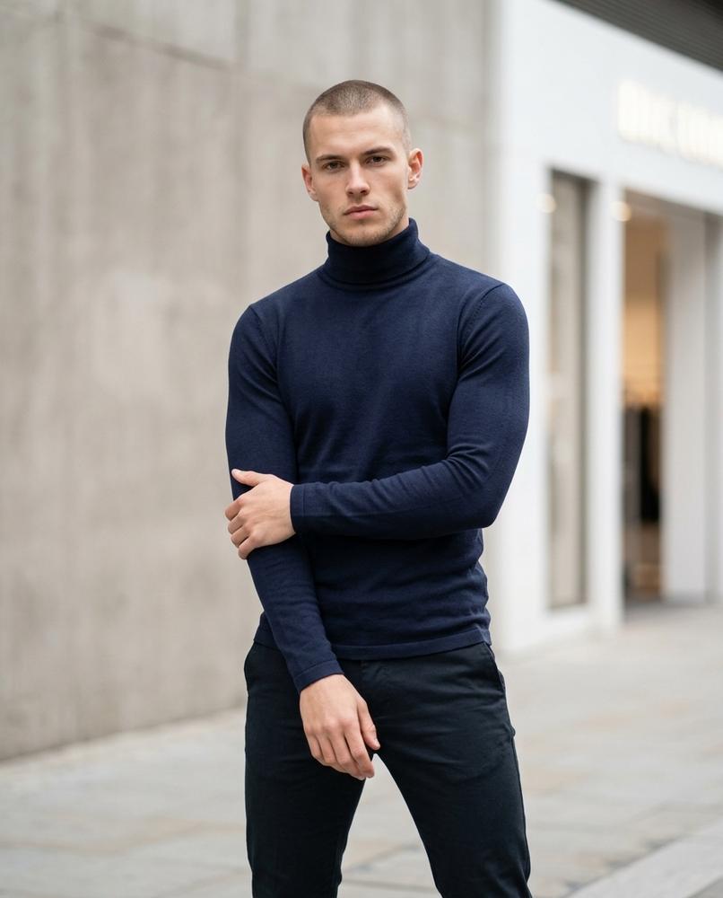 Zumieze - Kasin | Slim-Fit Solid-Color Turtleneck Sweater Men