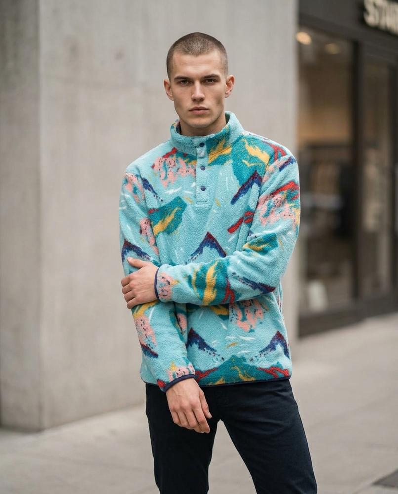 Zumieze - Lenal | Patterned Fleece Sweatshirt Men