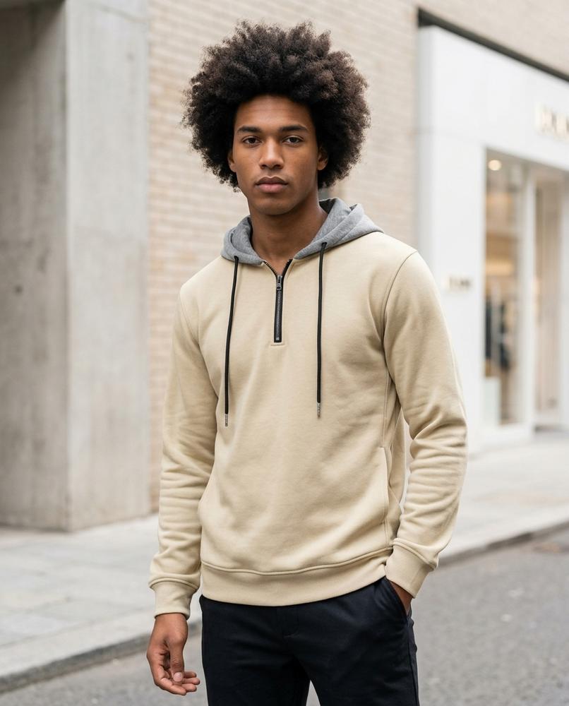 Zumieze - Lerev | Two-Tone Quarter-Zip Hoodie Men