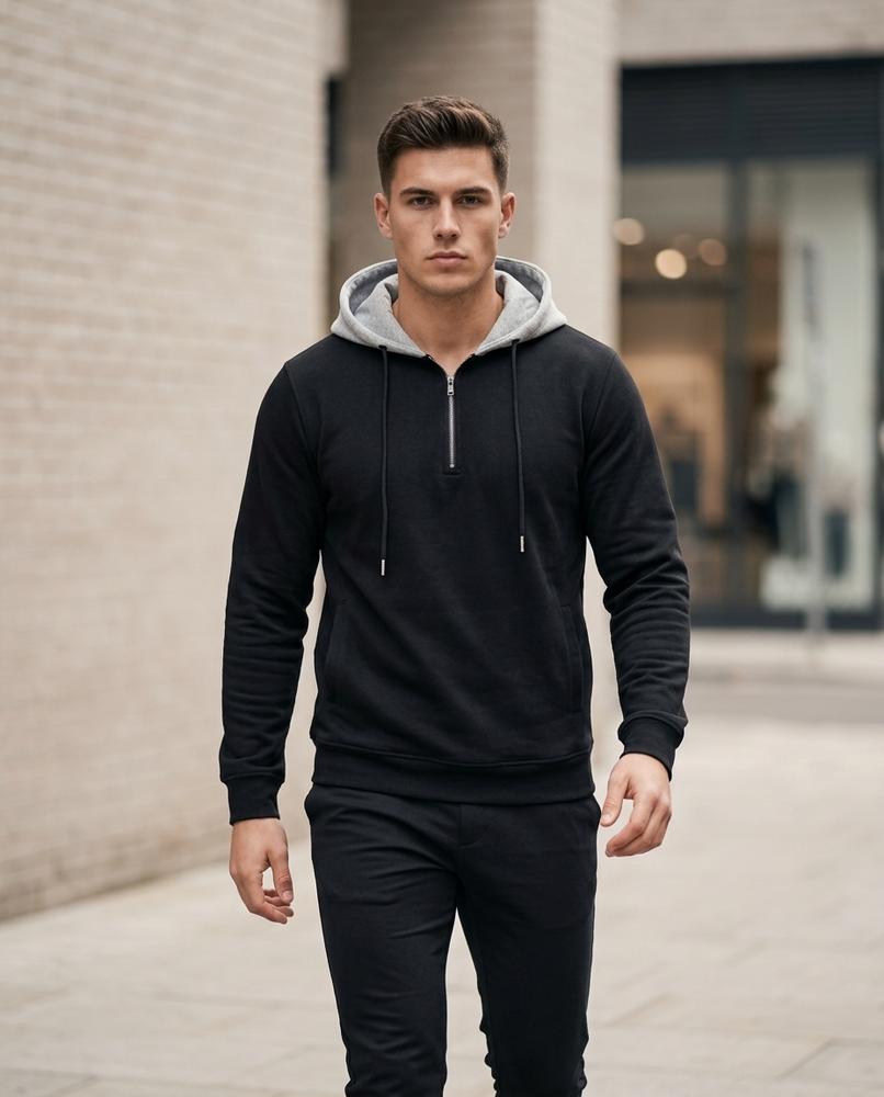 Zumieze - Lerev | Two-Tone Quarter-Zip Hoodie Men