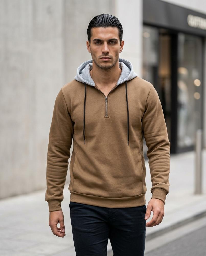 Zumieze - Lerev | Two-Tone Quarter-Zip Hoodie Men
