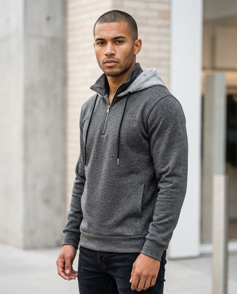 Zumieze - Lerev | Two-Tone Quarter-Zip Hoodie Men