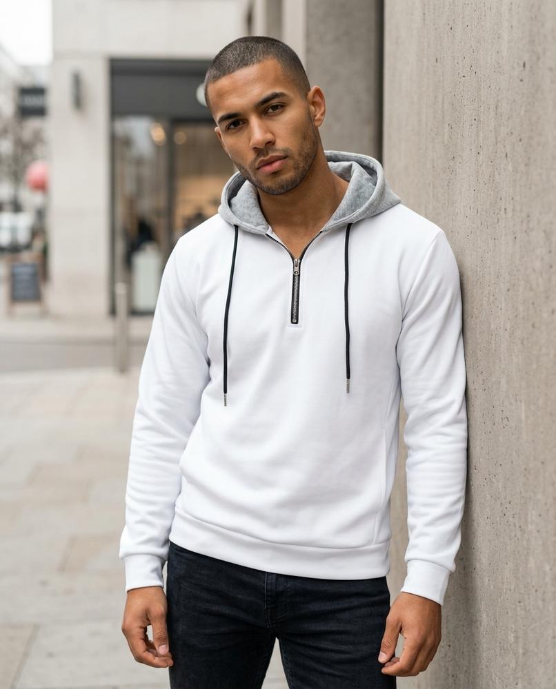 Zumieze - Lerev | Two-Tone Quarter-Zip Hoodie Men