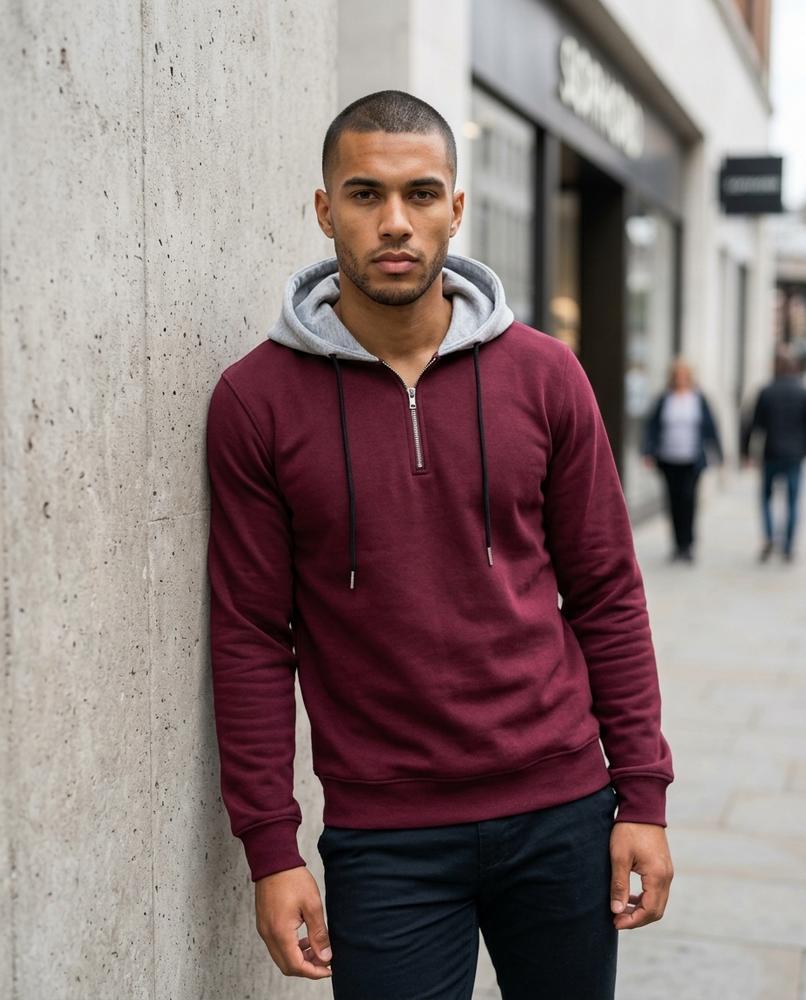 Zumieze - Lerev | Two-Tone Quarter-Zip Hoodie Men