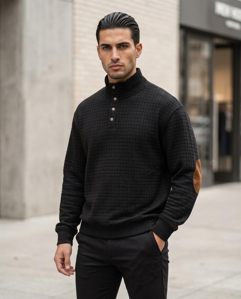 Zumieze - Ramar | Quilted Button-Placket Sweater Men