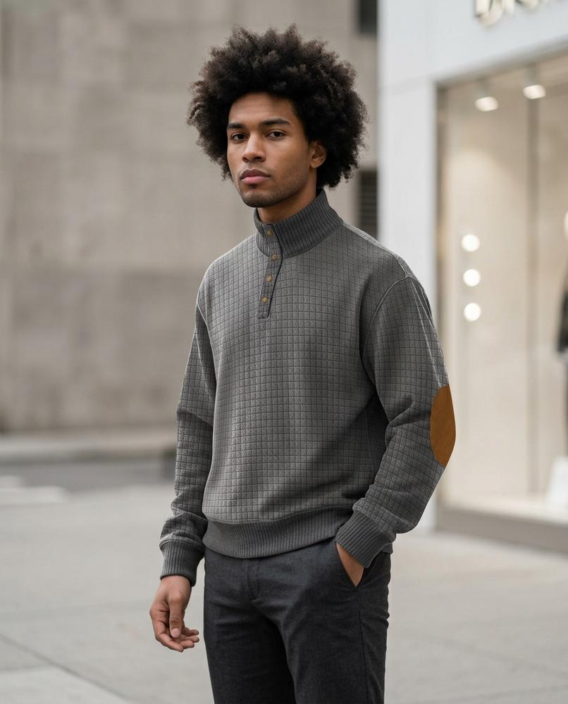 Zumieze - Ramar | Quilted Button-Placket Sweater Men