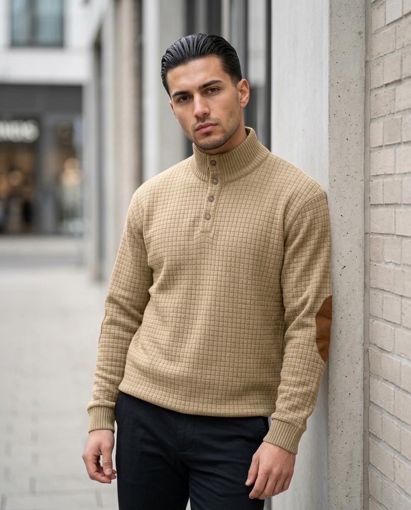 Zumieze - Ramar | Quilted Button-Placket Sweater Men