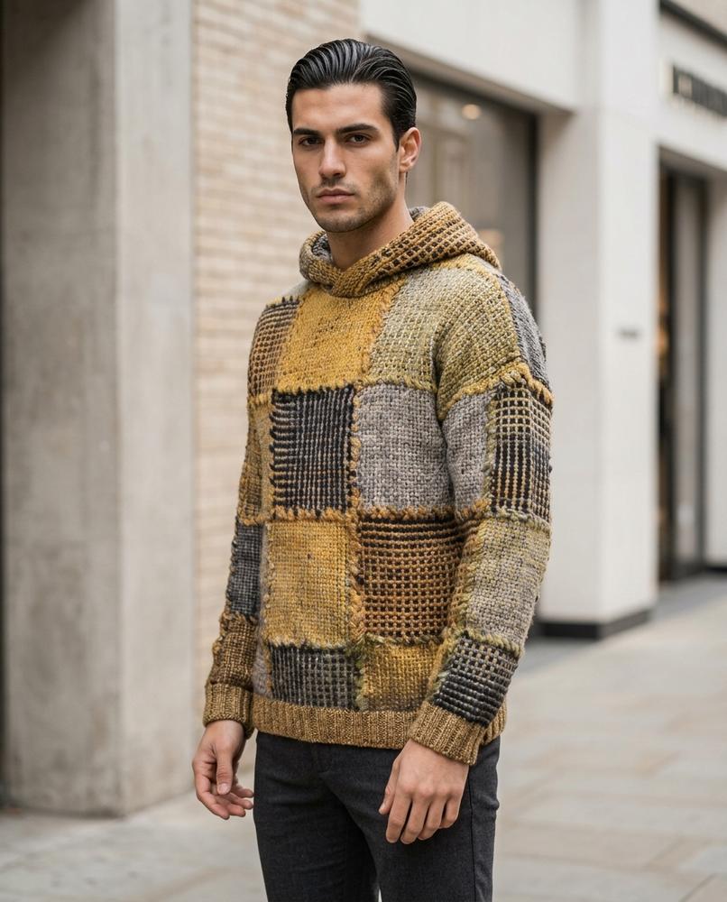 Zumieze - Levan | Patchwork Knitted Hoodie Men