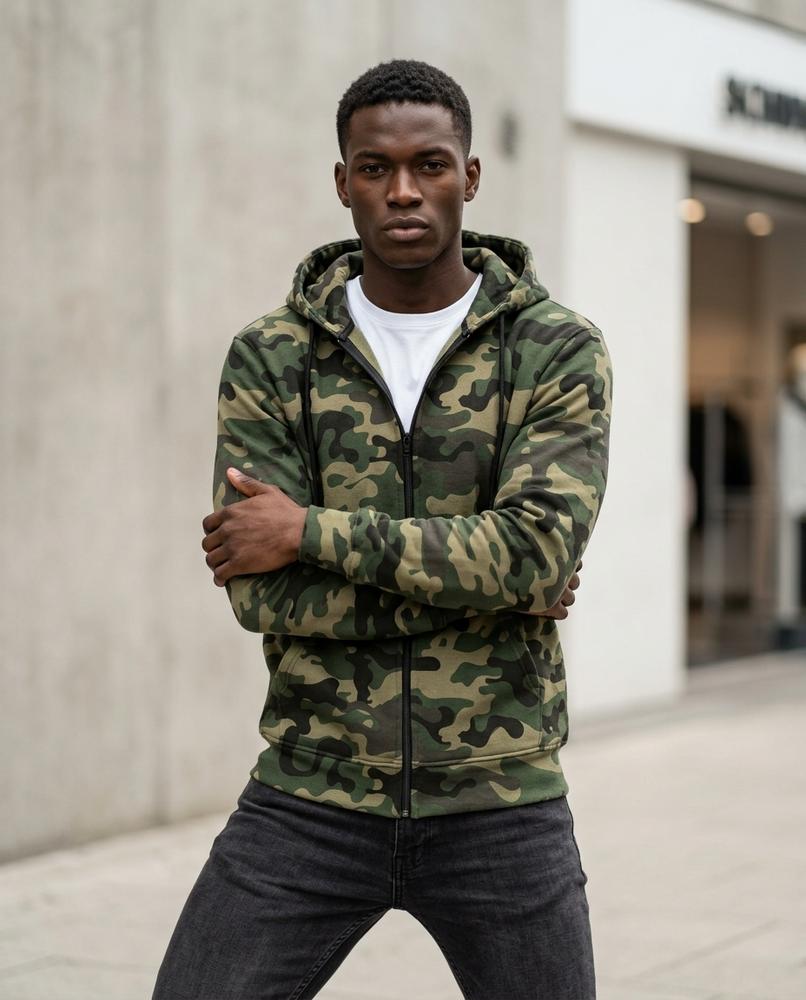 Zumieze - Ardan | Zip-Up Camouflage Hoodie Men