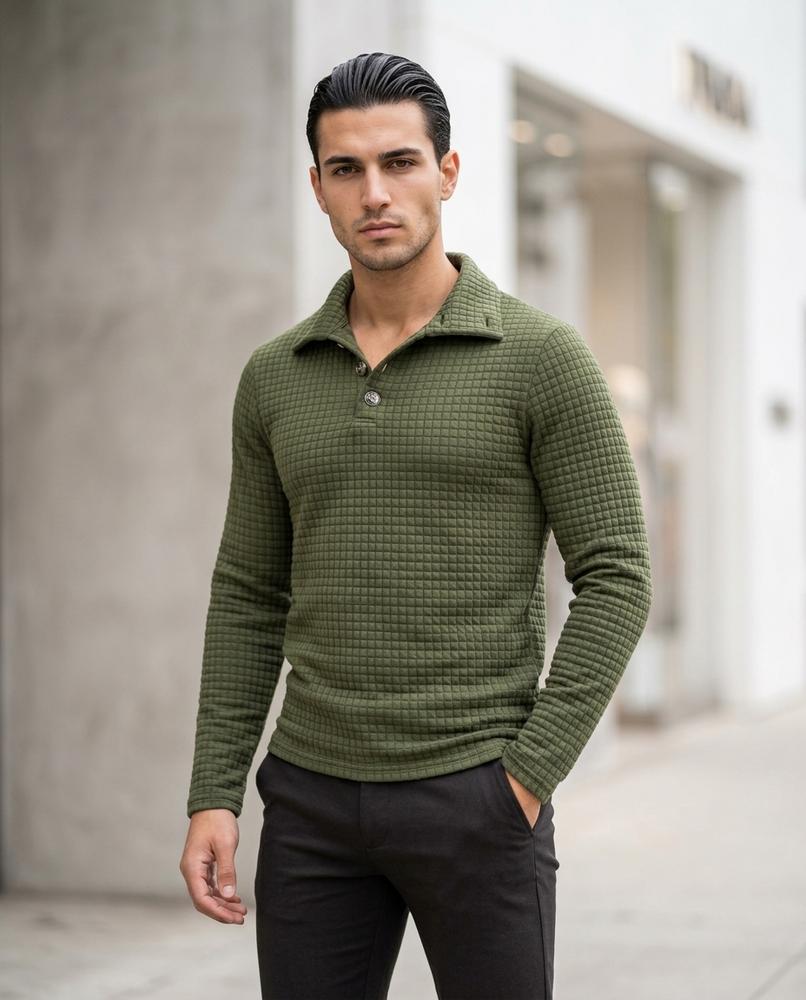 Zumieze - Raran | Quilted Button-Placket Sweater Men