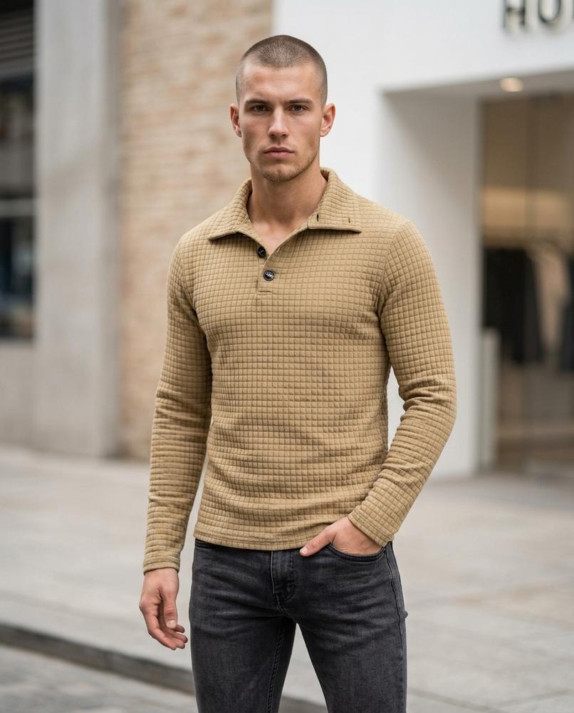 Zumieze - Raran | Quilted Button-Placket Sweater Men