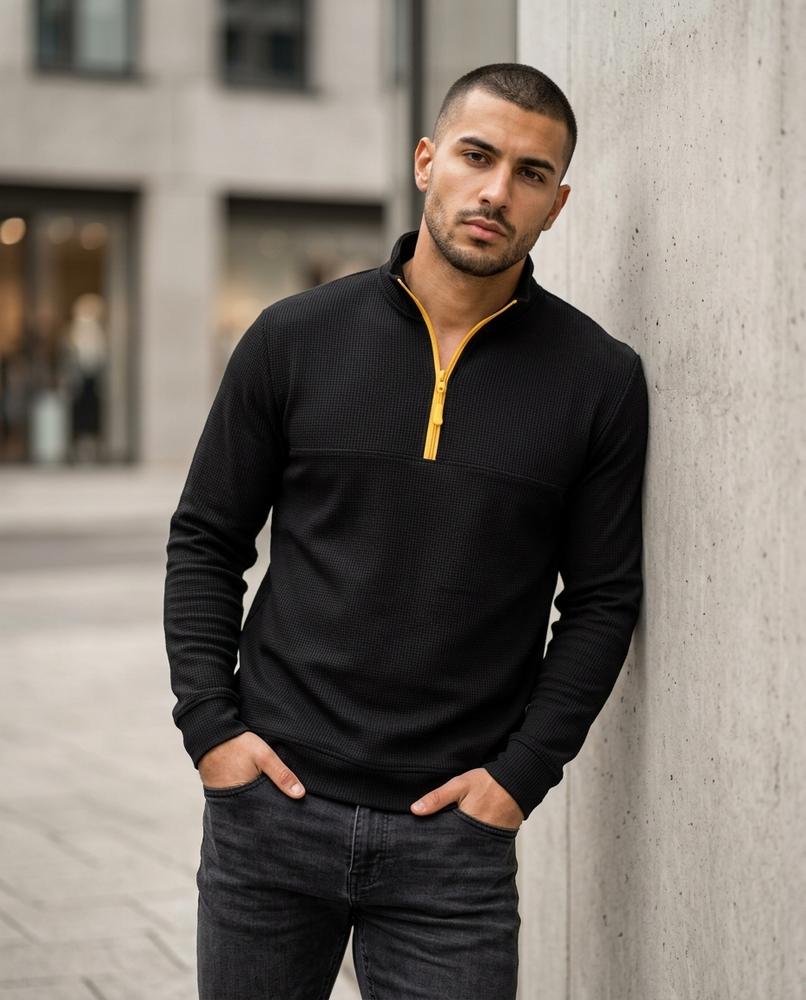 Zumieze - Takar | Color-Blocked Quarter-Zip Sweater Men