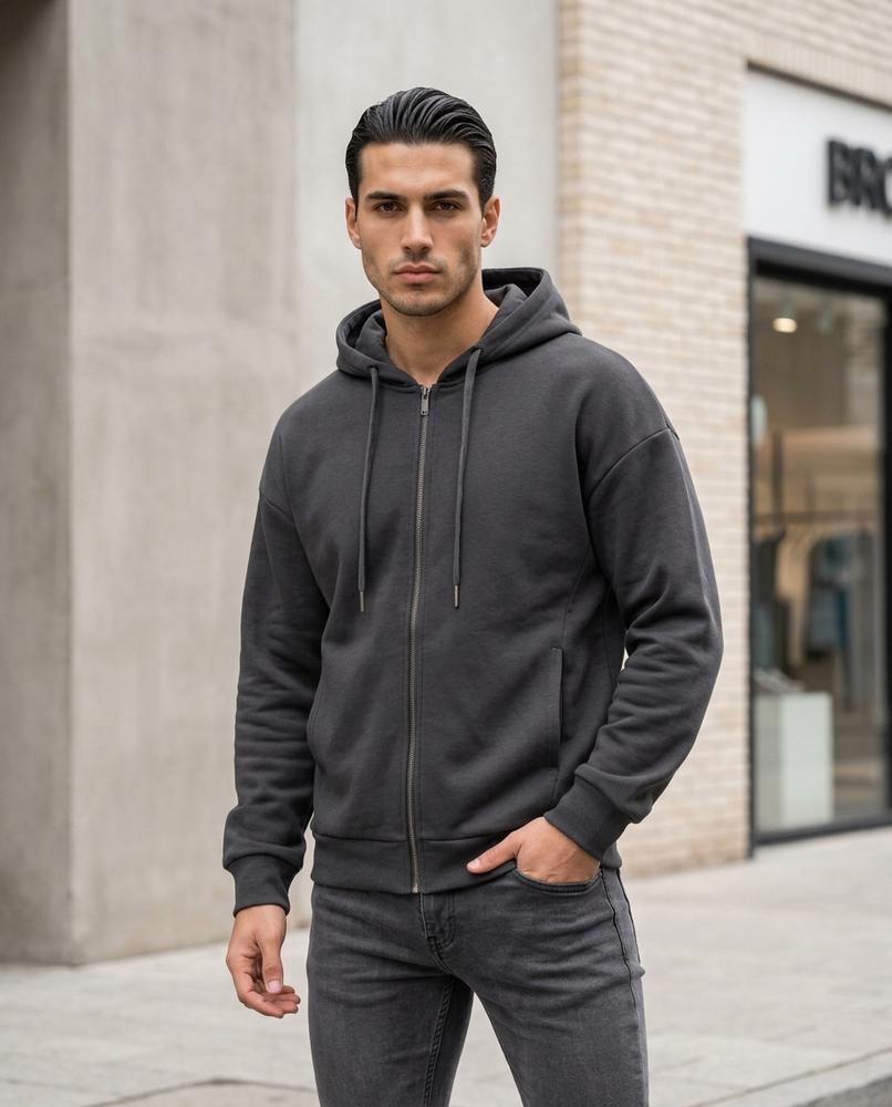 Zumieze - Lelom | Zip-Up Fleece-Lined Hoodie Men