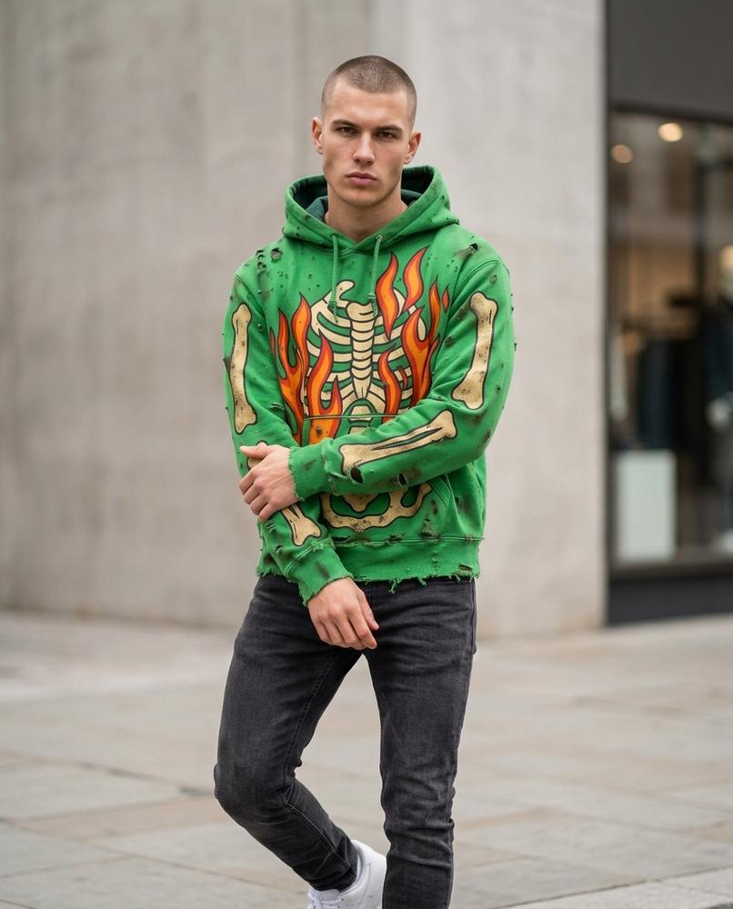 Zumieze - Maram | Printed Distressed Hoodie Men