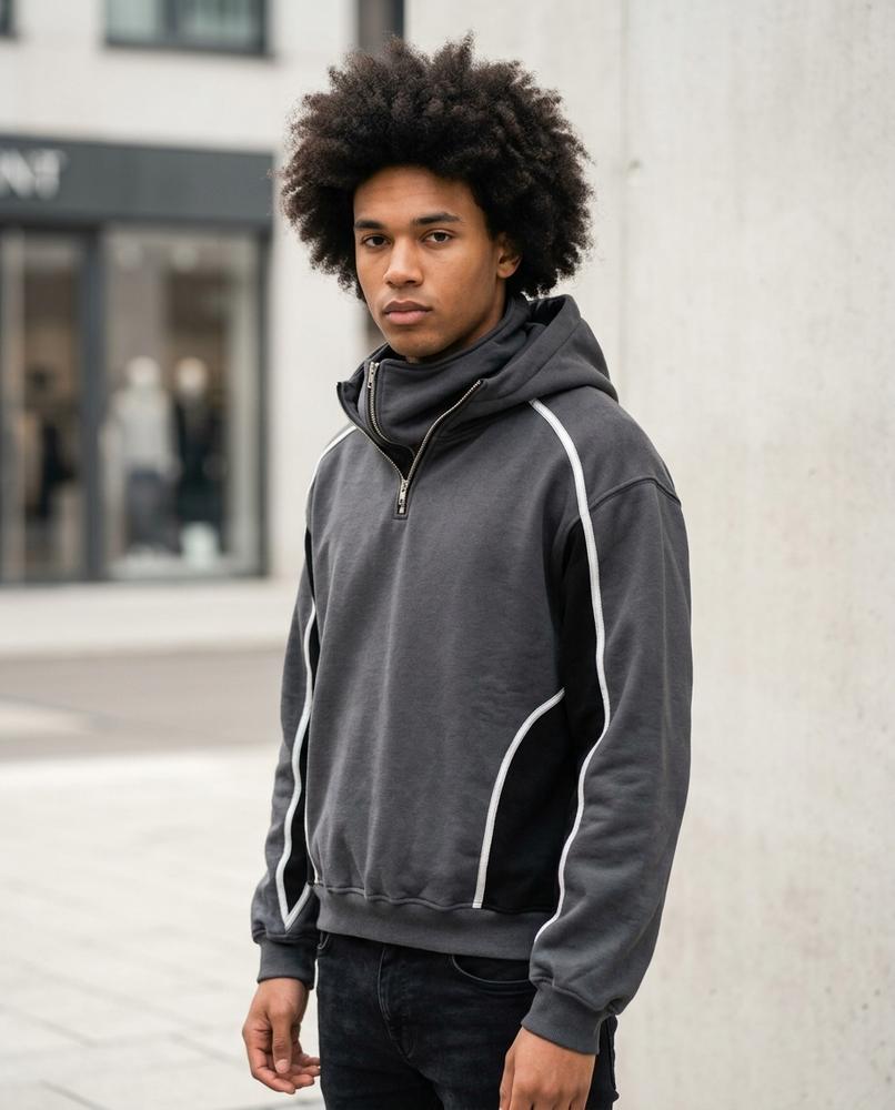 Zumieze - Sarev | Quarter-Zip Color-Block Hoodie Men