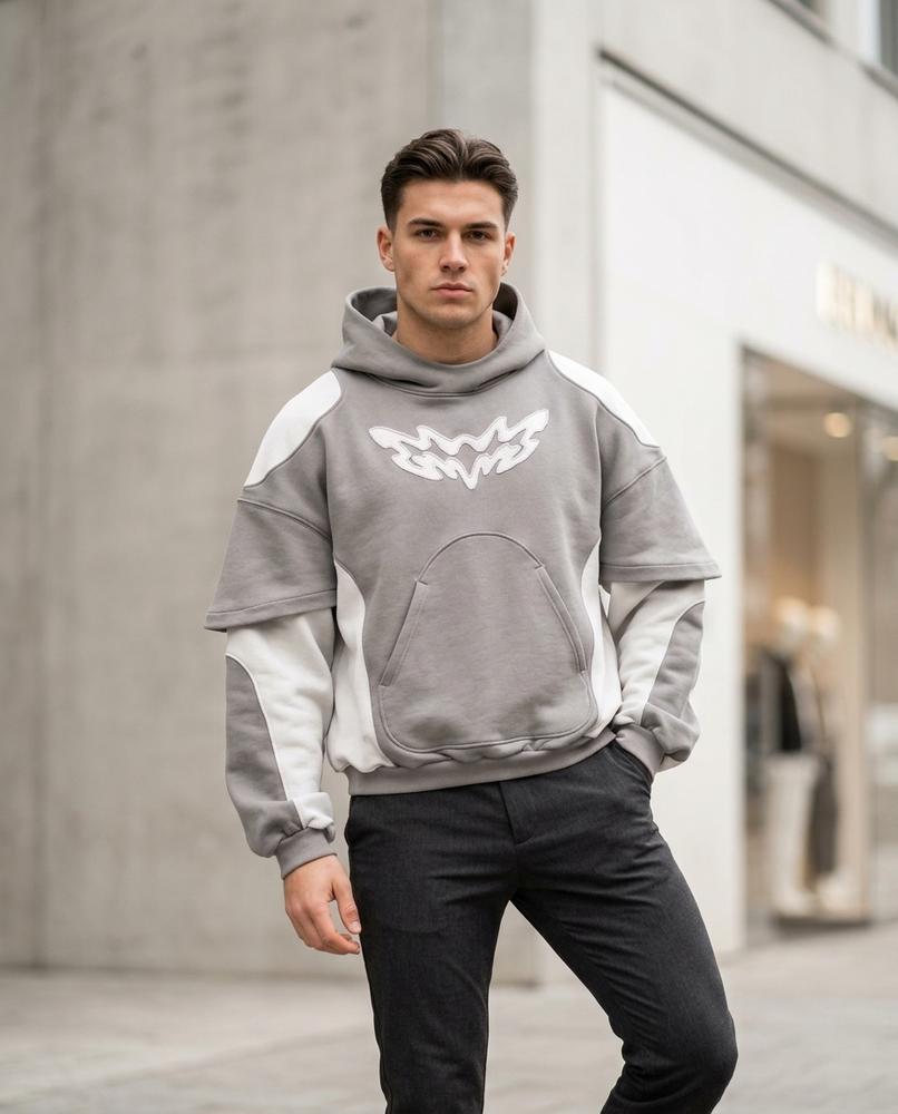 Zumieze - Nilin | Layered-Sleeve Two-Tone Hoodie Men
