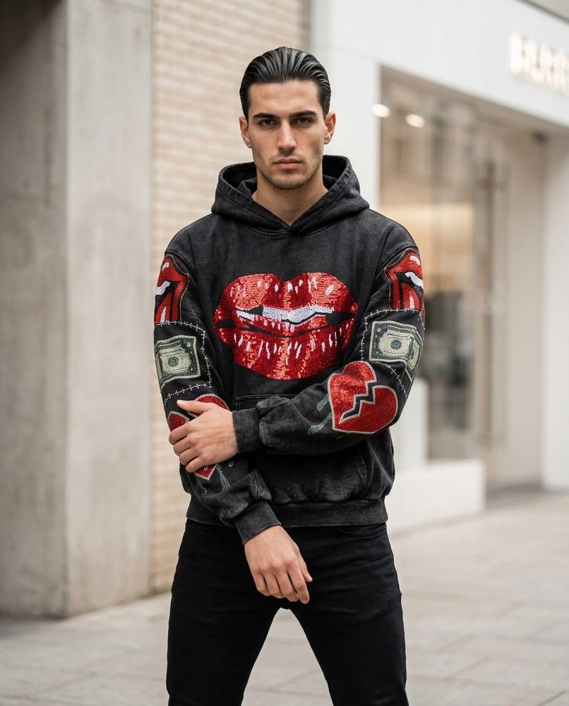 Zumieze - Comon | Sequined Washed Hoodie Men