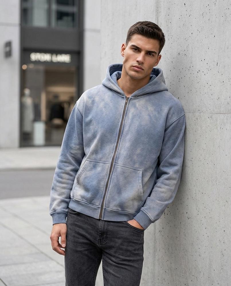 Zumieze - Tamir | Washed Zip-Up Hoodie Men