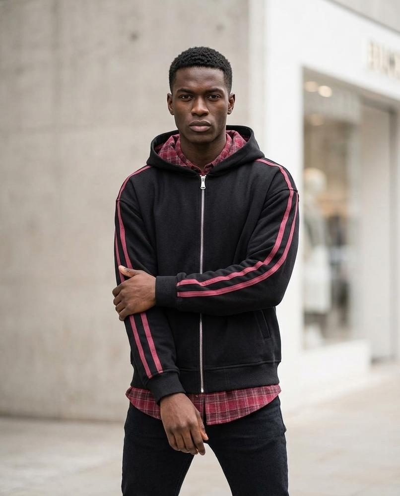 Zumieze - Lyvel | Zip-Up Striped Hoodie Men