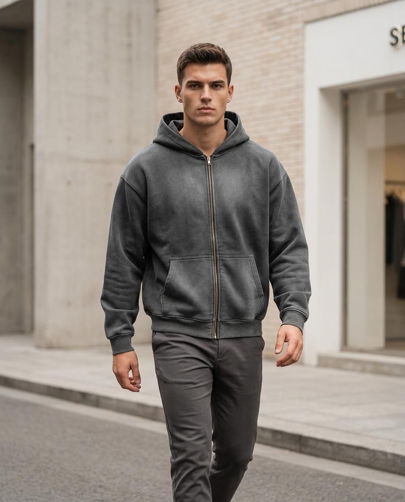 Zumieze - Tamir | Washed Zip-Up Hoodie Men