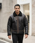 Zumieze - Niron | Shearling-Lined Zip-Up Leather Jacket Men