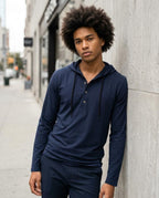 Zumieze - Zamel | Button-Placket Long-Sleeved Hoodie Men