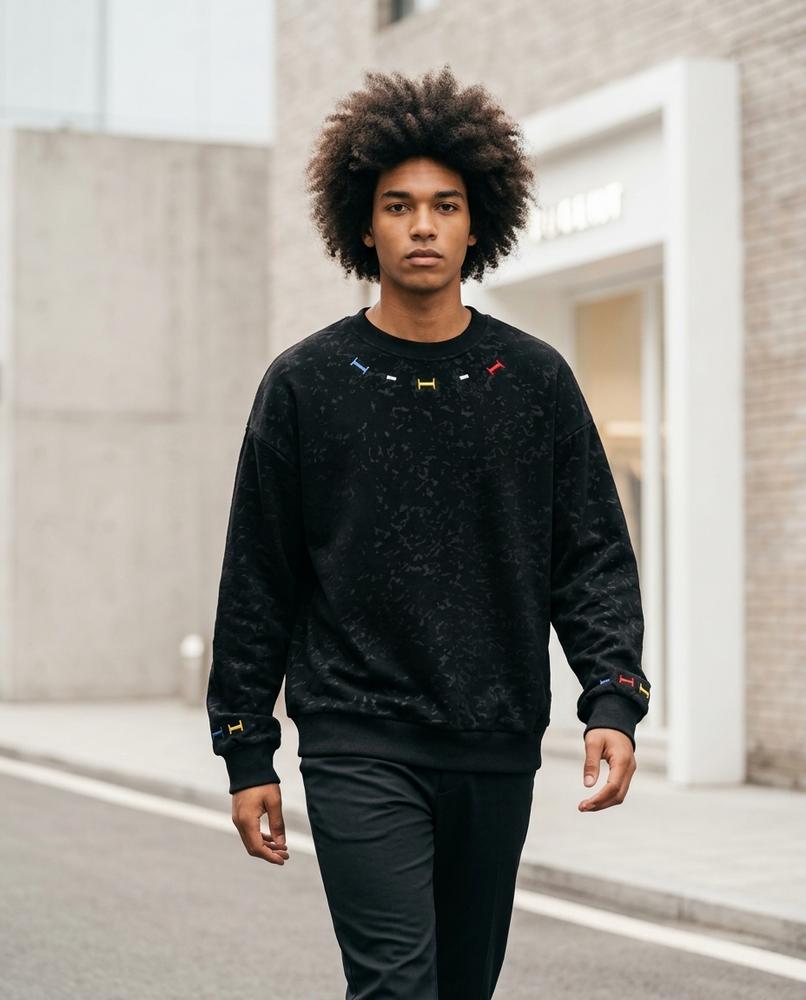 Zumieze - Karal | Embroidered Textured Sweatshirt Men