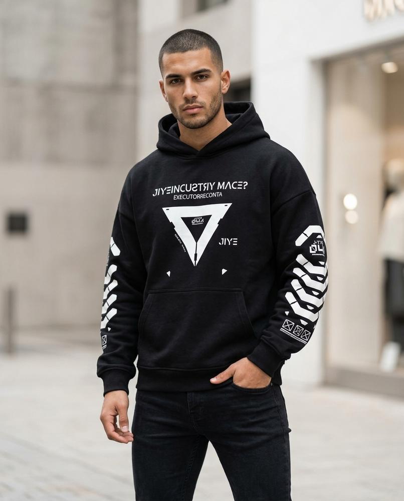 Zumieze - Rimin | Graphic-Print Loose-Fit Hoodie Men