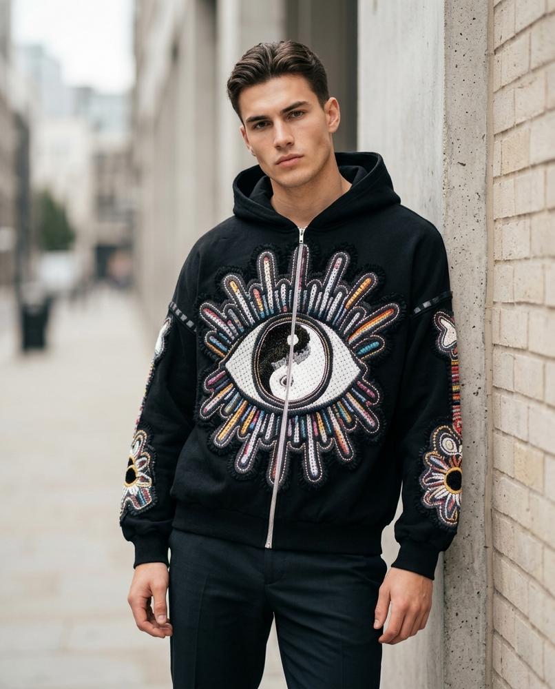 Zumieze - Nolan | Embroidered Zip-Up Hoodie Men