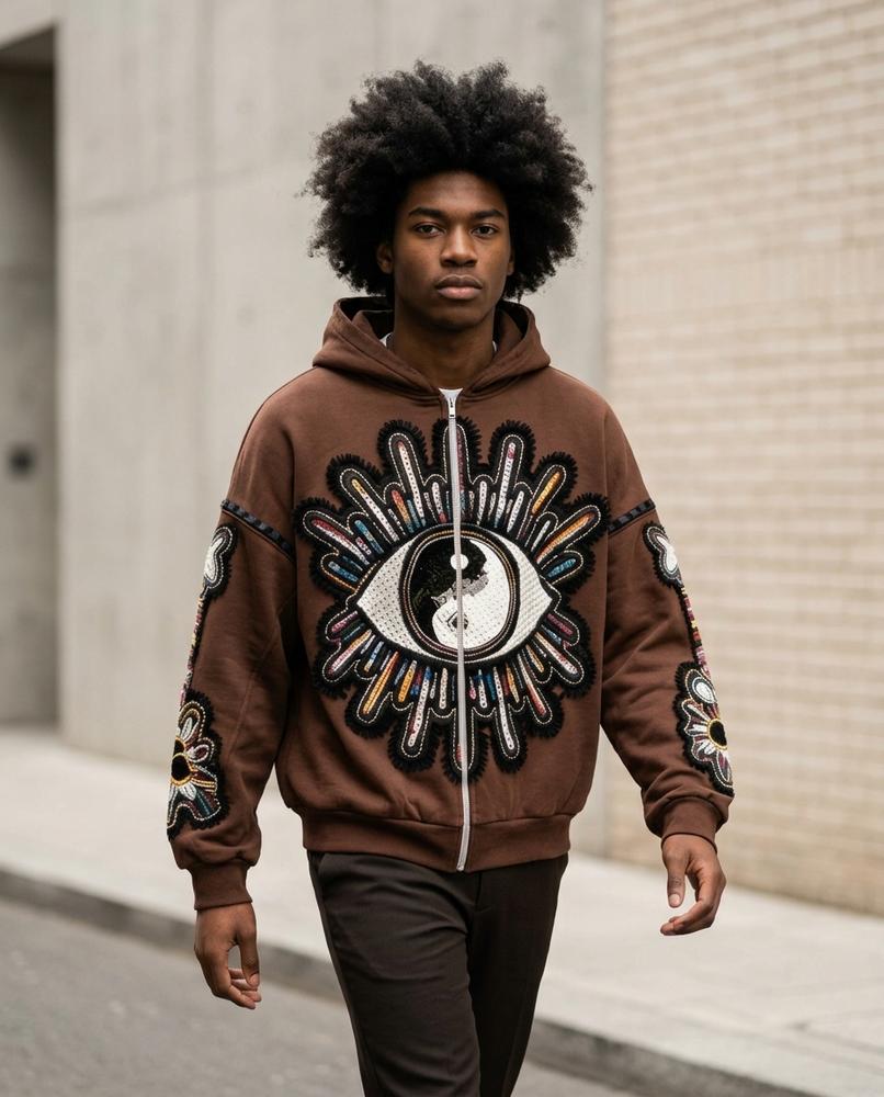 Zumieze - Nolan | Embroidered Zip-Up Hoodie Men