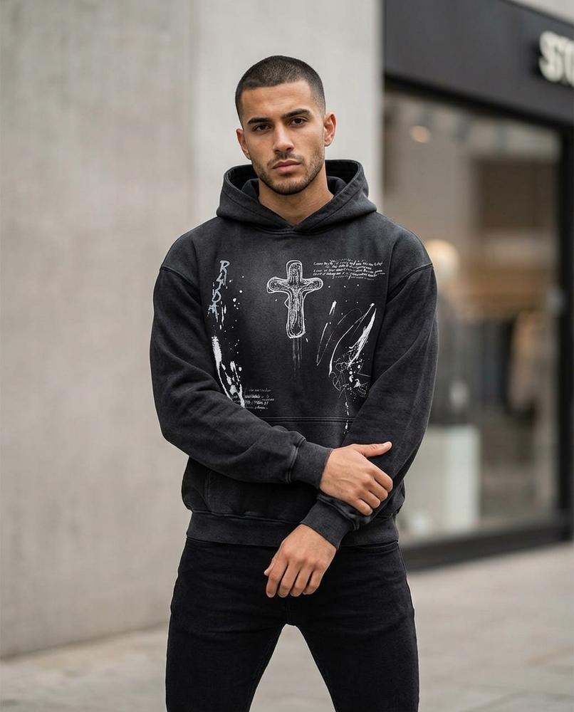 Zumieze - Lazan | Washed Printed Hoodie Men
