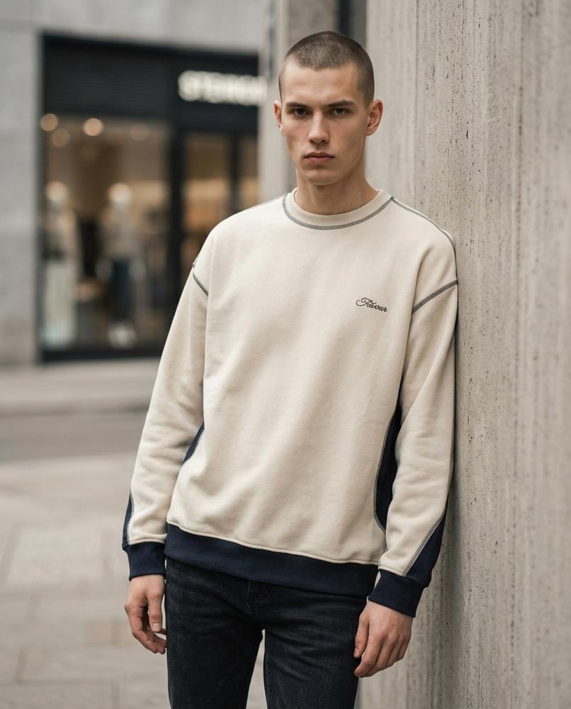 Zumieze - Kakar | Two-Tone Contrast-Stitched Sweatshirt Men